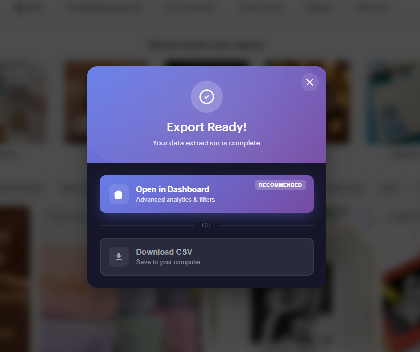 Export Everything in 1 Click - Export Ready Modal